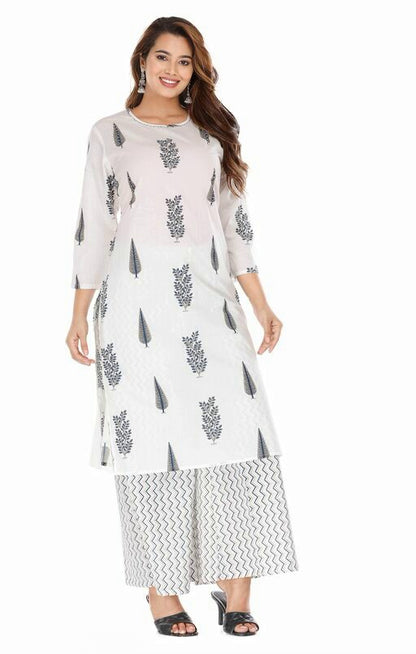 Printed Cotton Kurta with Palazzos