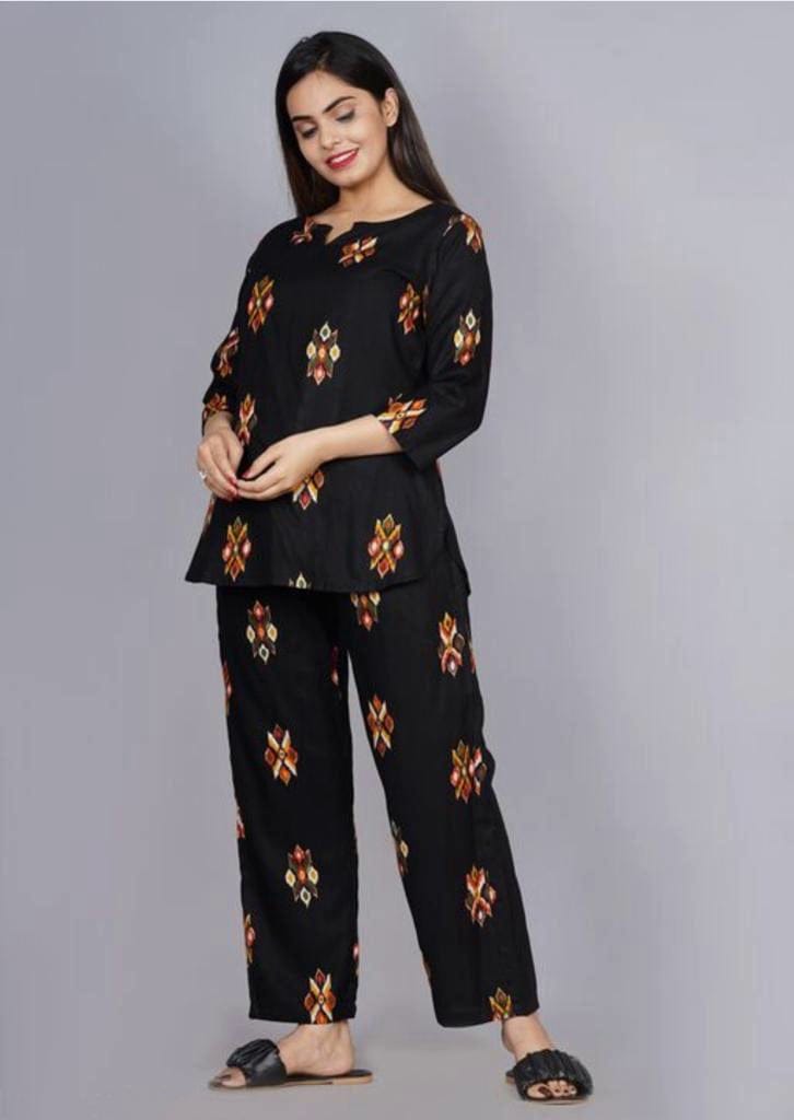 Women's Stylish Block Printed Night Suit