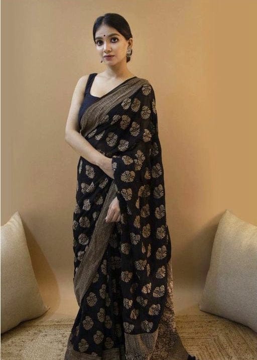 Black Banarsi Silk Saree