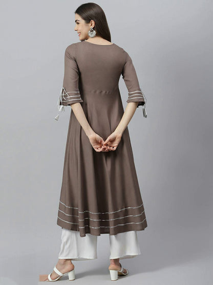 Urban Wardrobe's Sassy Brown Anarkali Kurta