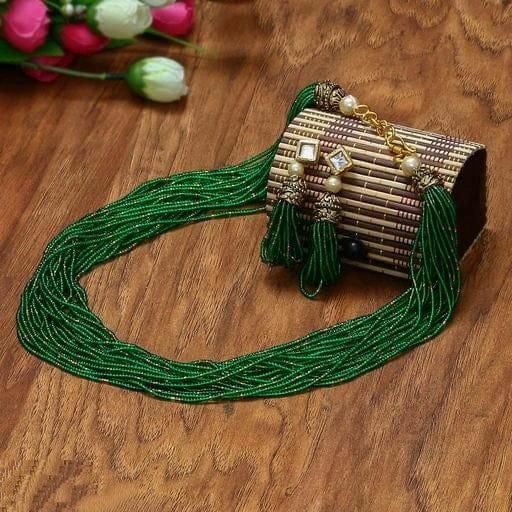 Green Beads Choker Necklace Jewellery Set