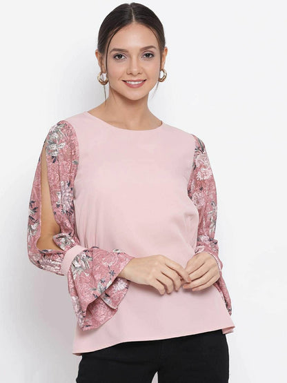 Pink Designer Baloon Sleeves Top