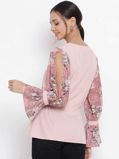 Pink Designer Baloon Sleeves Top