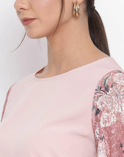 Pink Designer Baloon Sleeves Top