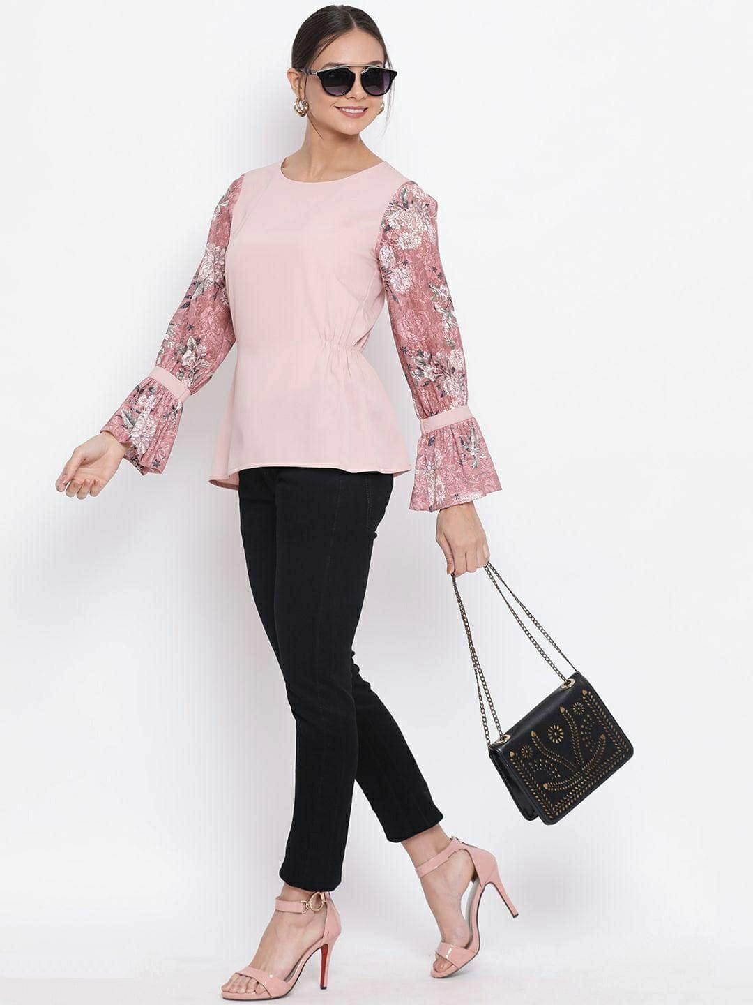 Pink Designer Baloon Sleeves Top