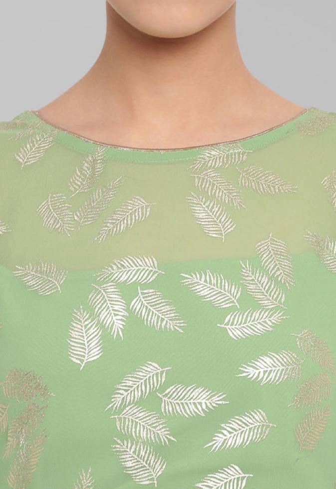 Pistachio Green Poly Crepe Anarkali Kurta