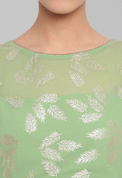 Pistachio Green Poly Crepe Anarkali Kurta