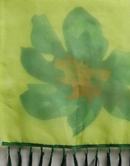 Urban Wardrobe's Green Floral Organza Printed Saree