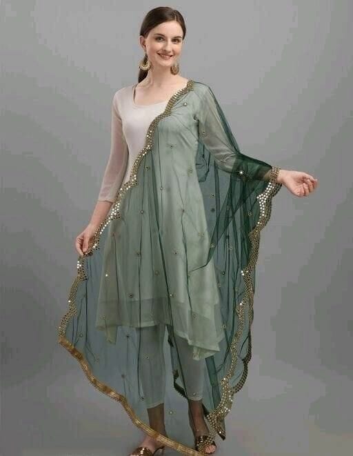 Designer Sea Green Net Dupatta