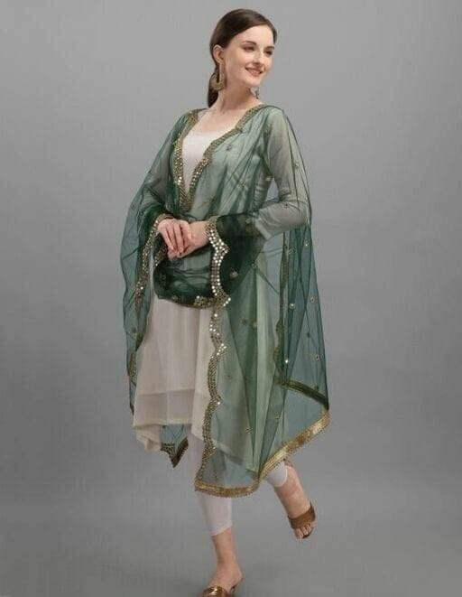 Designer Sea Green Net Dupatta