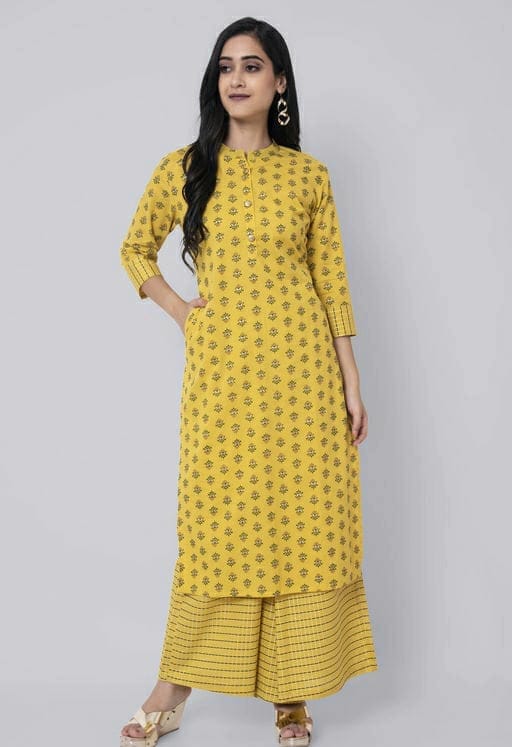Women's Printed Cotton Office Wear Kurta Set