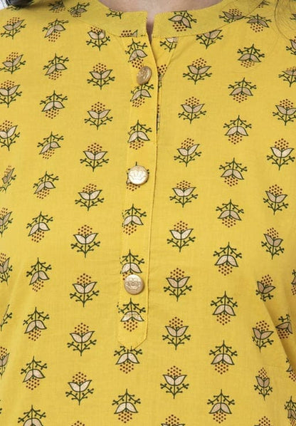 Women's Printed Cotton Office Wear Kurta Set