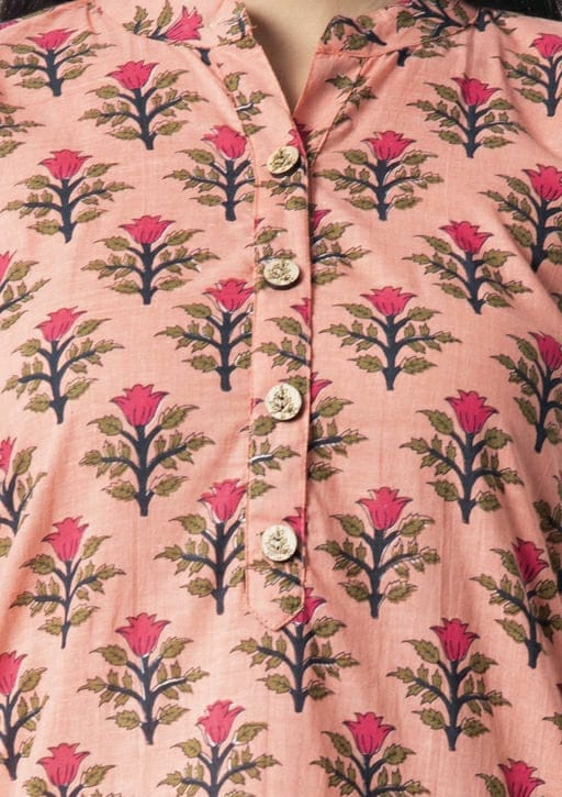 Women's Printed Floral Cotton Office Wear Kurta Set
