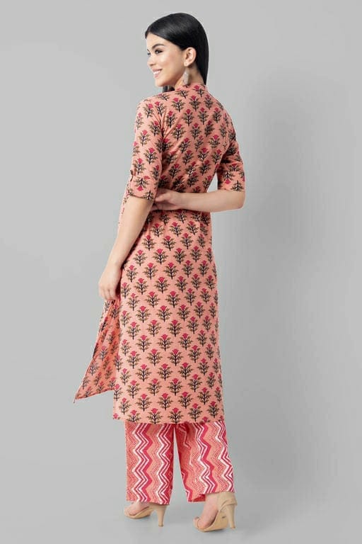 Women's Printed Floral Cotton Office Wear Kurta Set