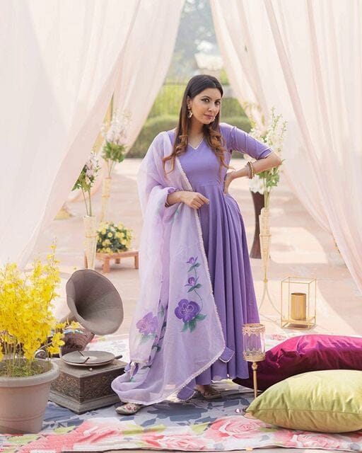 Women Designer Purple Anarkali Set