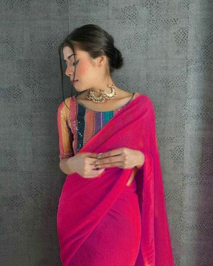 Urban Wardrobe Designer Crushed Georgette Saree