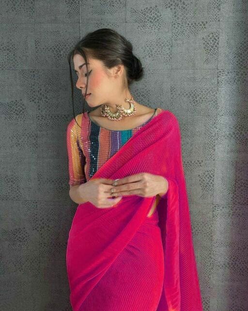 Urban Wardrobe Designer Crushed Georgette Saree