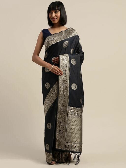 Urban Wardrobe's Navy Blue Designer Banarsi Saree