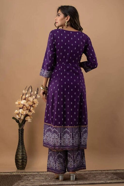 Women's Purple Kurta Set with Dupatta