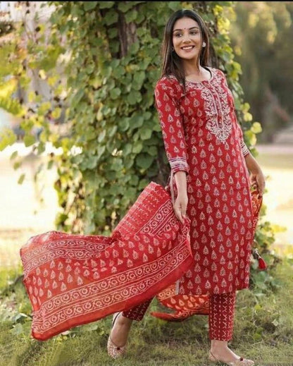 Women's Printed Kurta Set with Dupatta