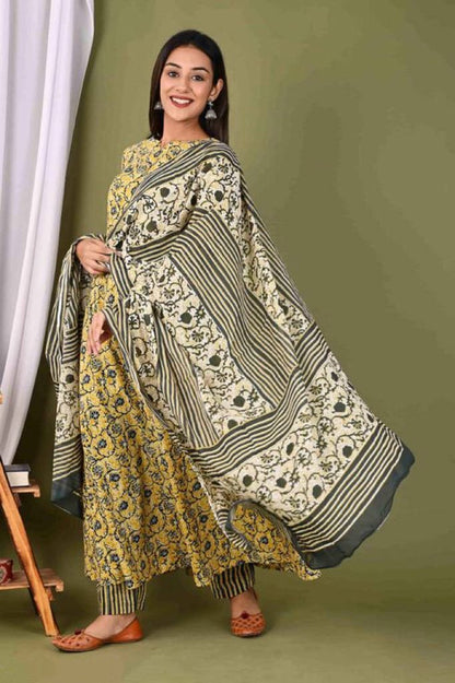 Women's Three Piece Floral Ethnic Set