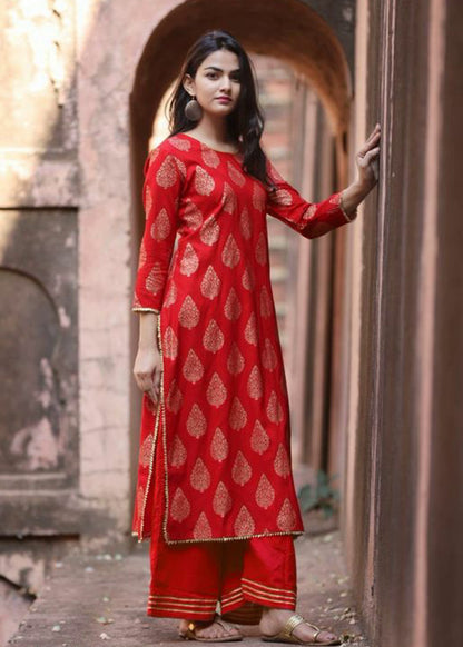 Fancy  Red Women Kurta set