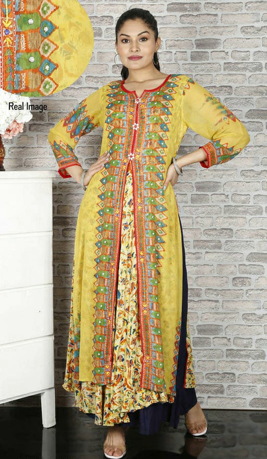 Women Printed Layered A Line Kurta