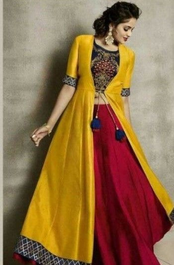 Attractive Designer Yellow and Red Kurta Set
