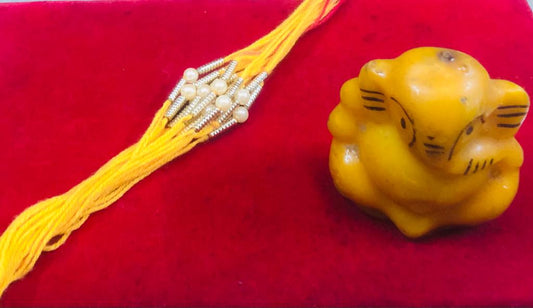 Divine Pearl Rakhi with Beads and Stones