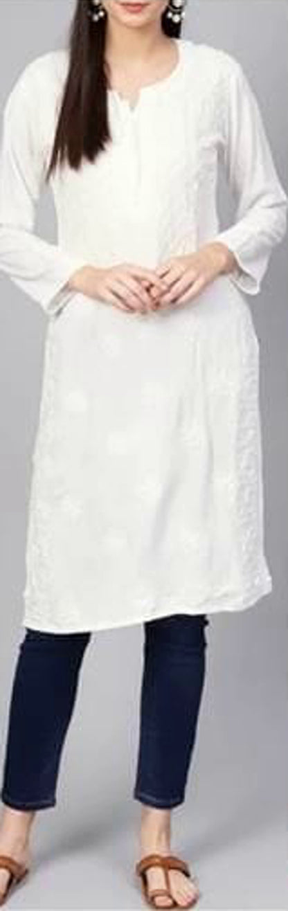 White ChikanKari Embroidered Kurta