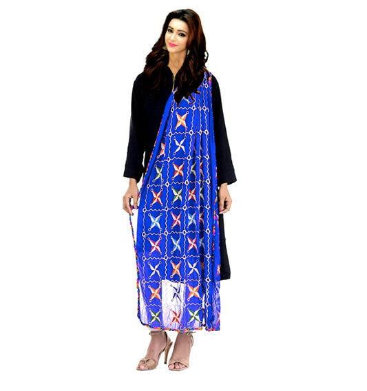 Electric Blue Phulkari Dupatta