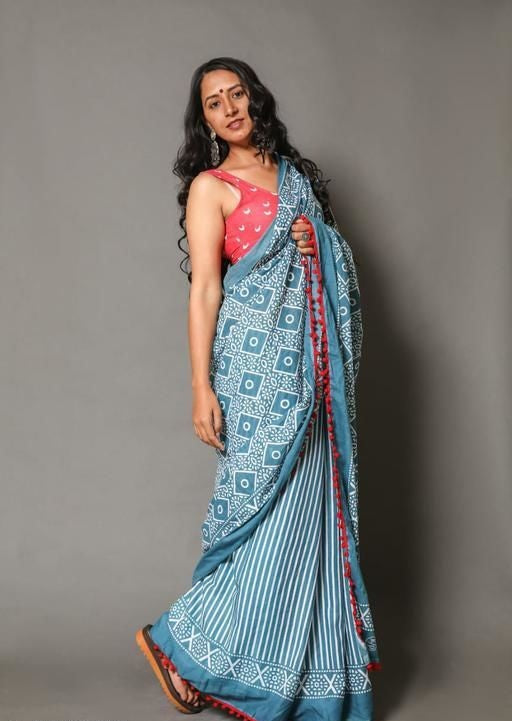 Designer Lace Cotton Saree