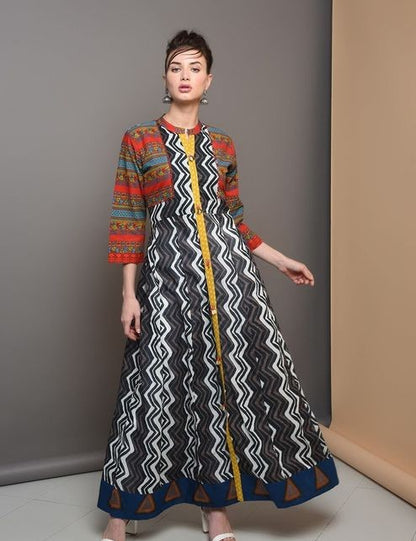 Cotton Printed Multi-coloured Dress
