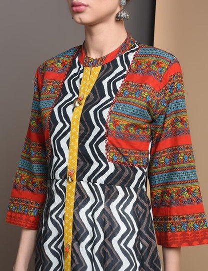Cotton Printed Multi-coloured Dress