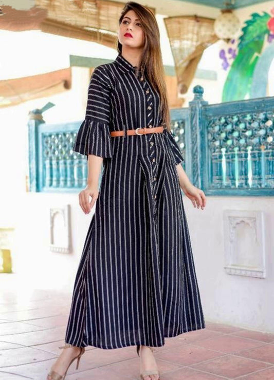 Women's Striped Dress with belt