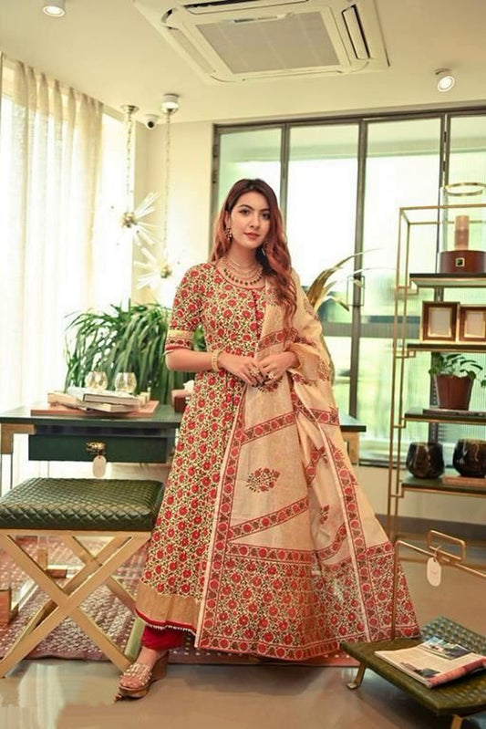 Urban Wardrobe's Women's  A Line Printed Cotton Kurta Set