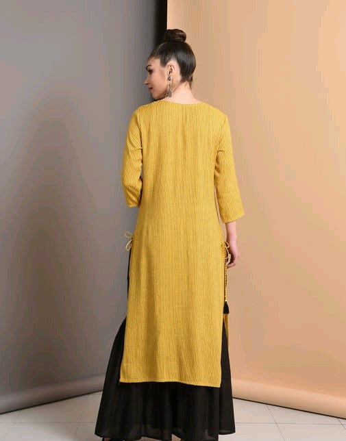 Rayon Sassy Printed Mustard Kurta