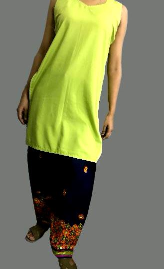 Runjhun Ethnic Gujarati Embroidered Navy Blue Salwar