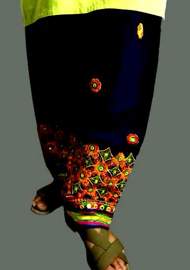 Runjhun Ethnic Gujarati Embroidered Navy Blue Salwar