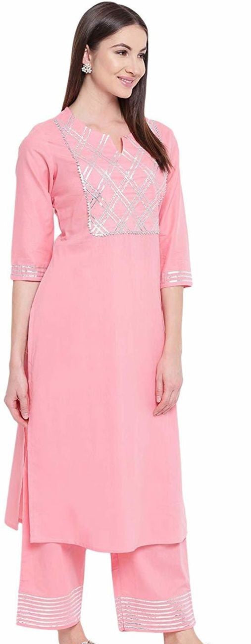 Pink Gotta Patti Cotton Kurta Set