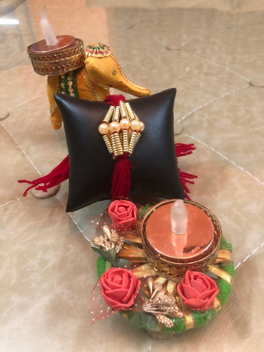 Divine Pearl Rakhi with Beads (Red)