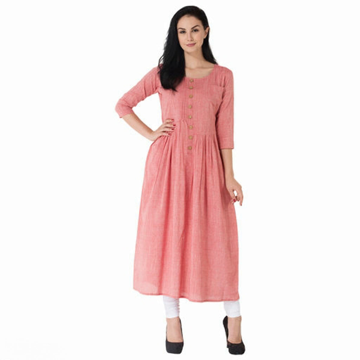 Buy Super net kurti with bell design fringes (Pink, Medium) at Amazon.in