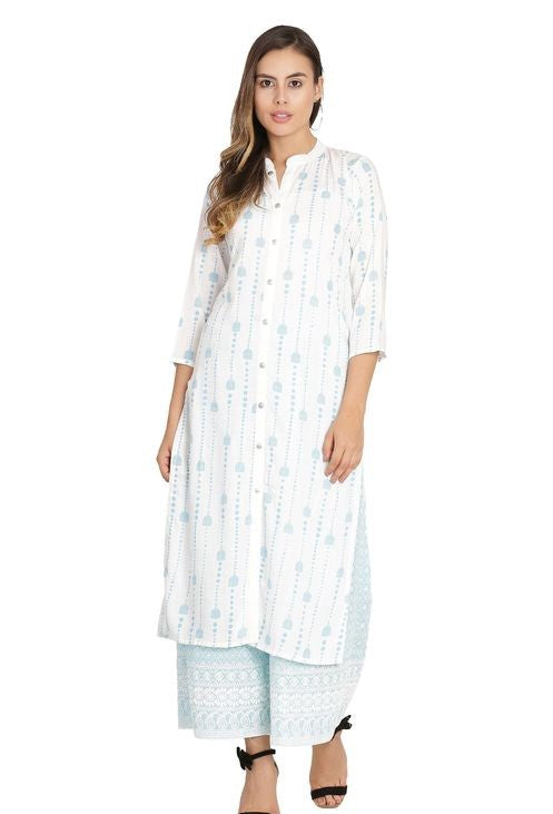 Women's printed kurta set with palazzos